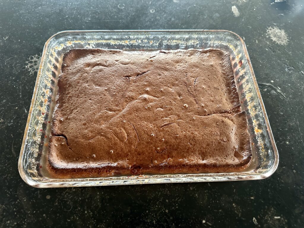 vinegar pudding, out of the oven and ready to eat